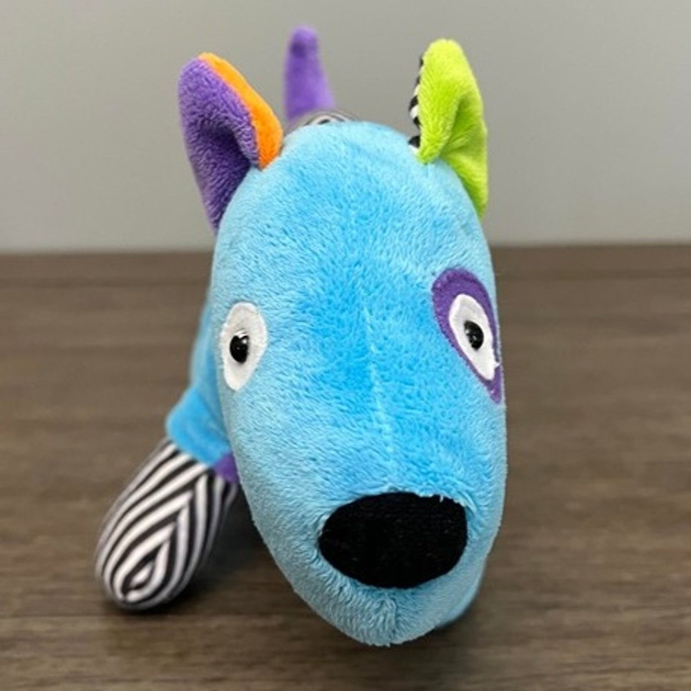 Ganz Patchwork Dog Plush Blue Purple Orange Striped Colorful Stuffed Animal Toy